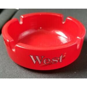 Vintage Red Glass West Cigarettes Ashtray 4" diameter Rare Find ARC France